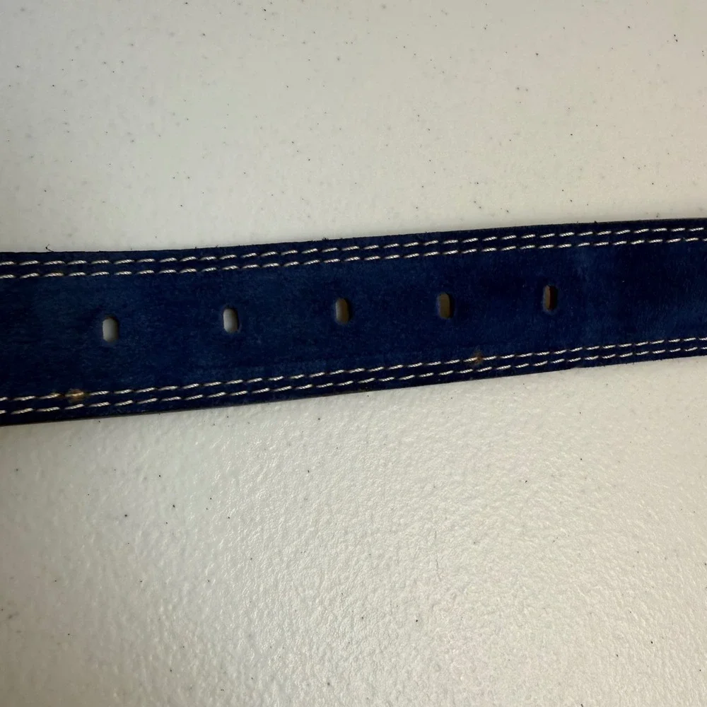 Donald J. Pliner Made in Italy Franco Royal Blue Suede Leather Belt Size L 44